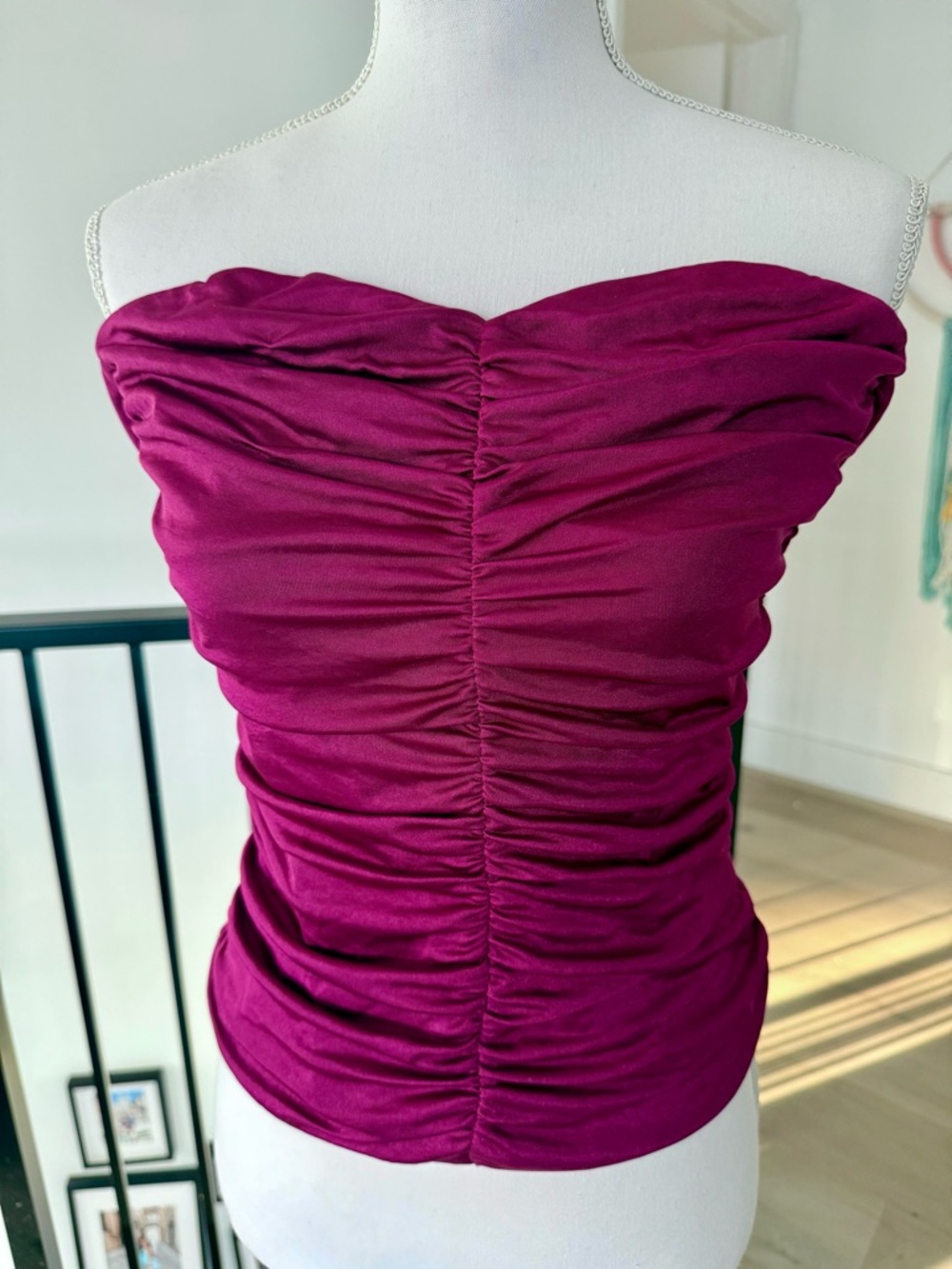 Express Magenta Strapless Ruched Tube Top